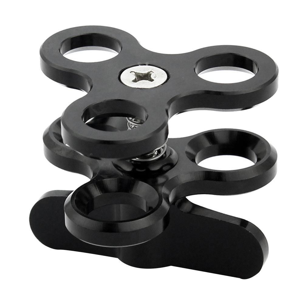 Ball Clamp 3 Holes Diving Lights Arm Ball Butterfly Clip Mount Bracket for Action Camera Flashlight Tripod Black