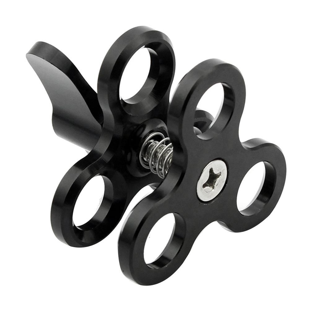 Ball Clamp 3 Holes Diving Lights Arm Ball Butterfly Clip Mount Bracket for Action Camera Flashlight Tripod Black