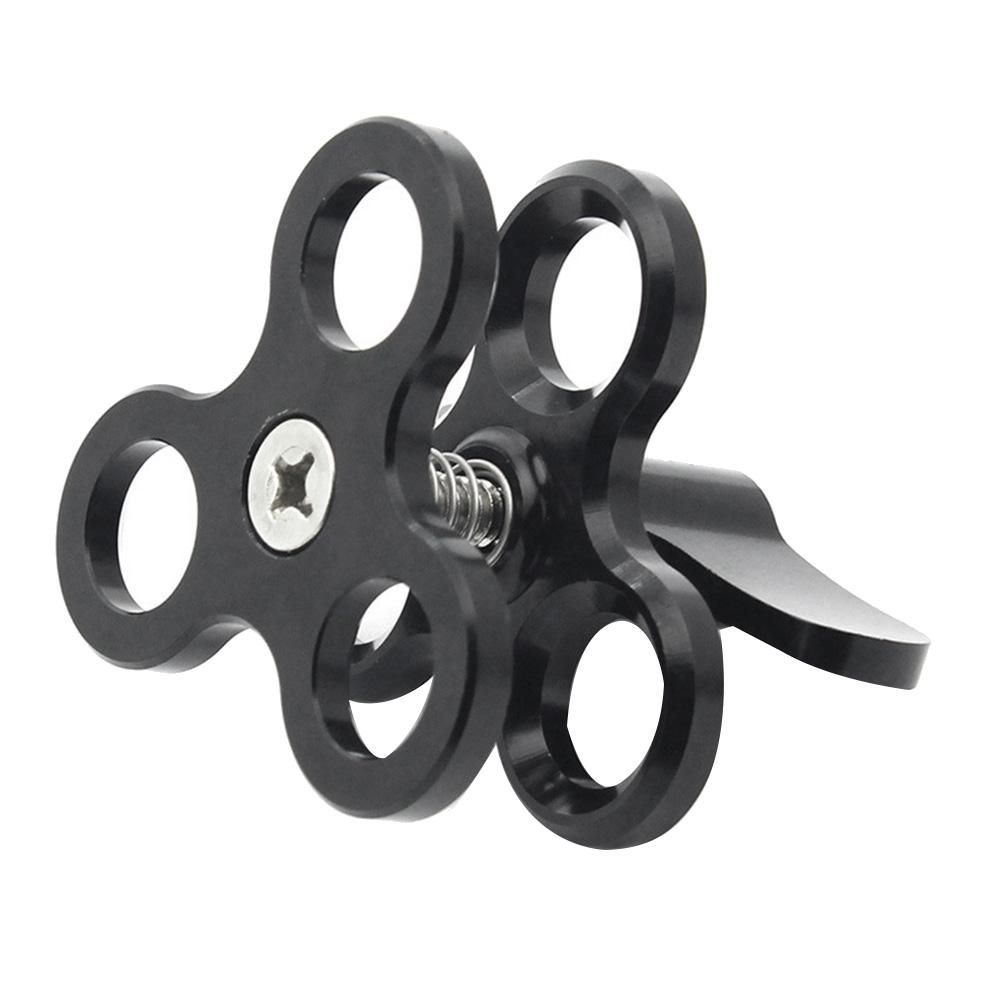 Ball Clamp 3 Holes Diving Lights Arm Ball Butterfly Clip Mount Bracket for Action Camera Flashlight Tripod Black