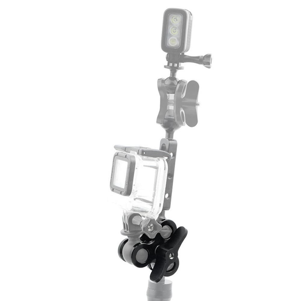Ball Clamp 3 Holes Diving Lights Arm Ball Butterfly Clip Mount Bracket for Action Camera Flashlight Tripod Black