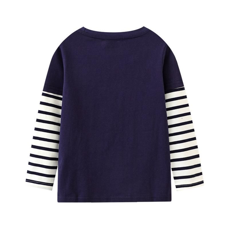 Girls Sweatshirt Knitted Cotton Long Sleeve T-Shirt Navy Blue