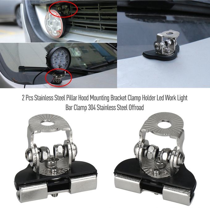 2 Pcs Stainless Steel Pillar Hood Mounting Bracket Clamp
