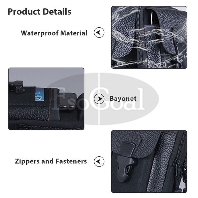 EsoGoal Men Bags Waterproof PU Leather Men Waist Bags