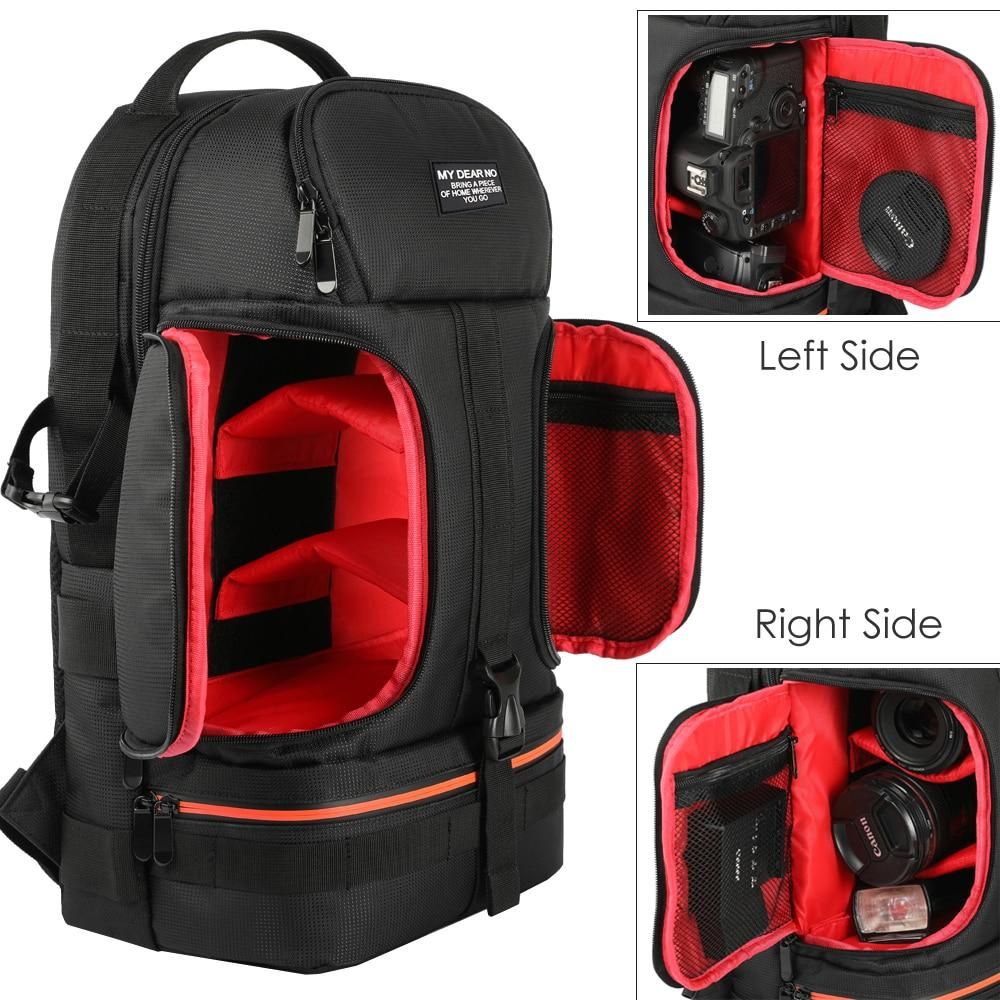 DSLR Waterproof Video Camera Backpack Tripod Case w/ Reflector Stripe fit 15.6in Laptop Bag for Canon Nikon Sony DSLR Photo
