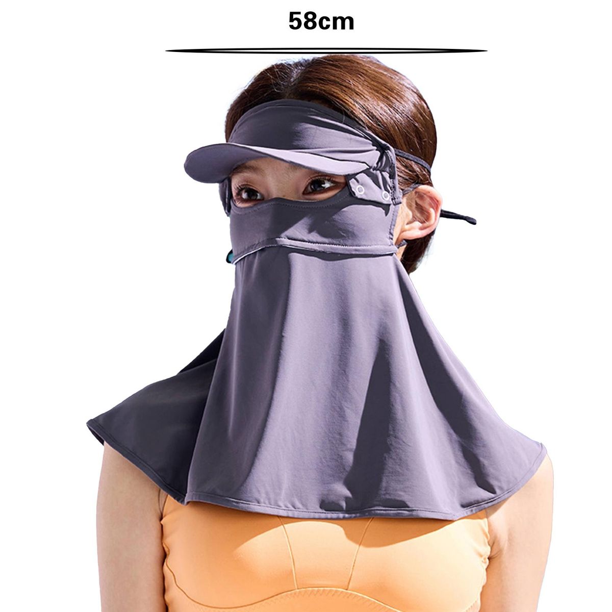 Summer Sunscreen Face Hood Cool Touch Breathable-Apricot