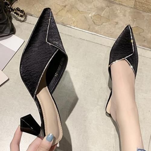 Ladies Berniso Heel Slippers-Black