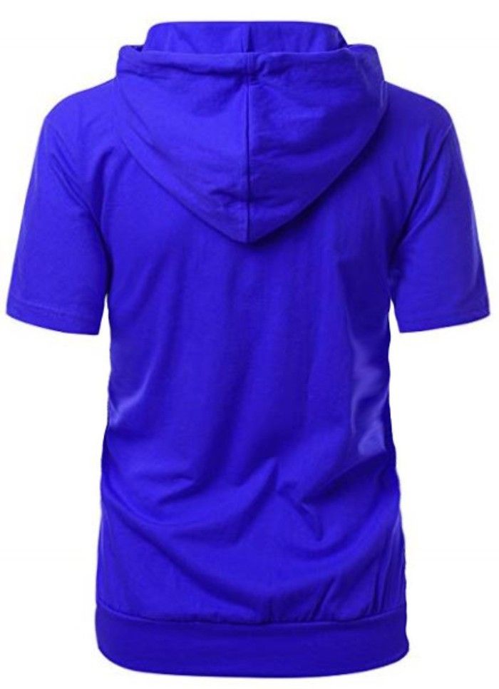 Short Sleeve Hooded T-Shirt With Pocket- Royal Blue