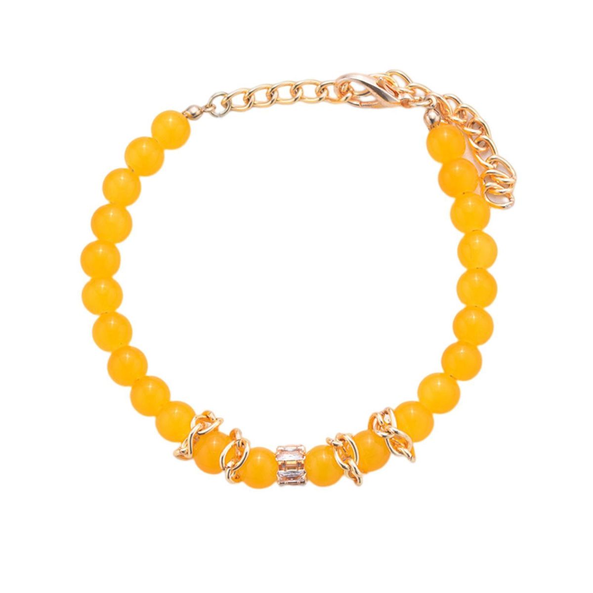 Dog Collar Rhinestone Decor Cat Dog Beads Necklace Pet Jewelry Yellow