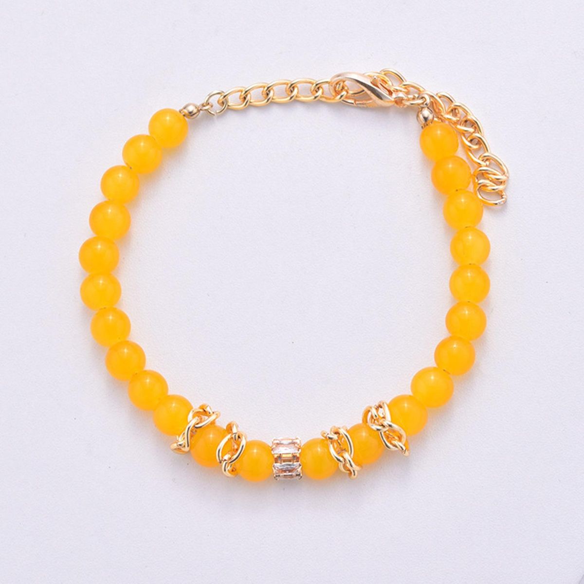 Dog Collar Rhinestone Decor Cat Dog Beads Necklace Pet Jewelry Yellow