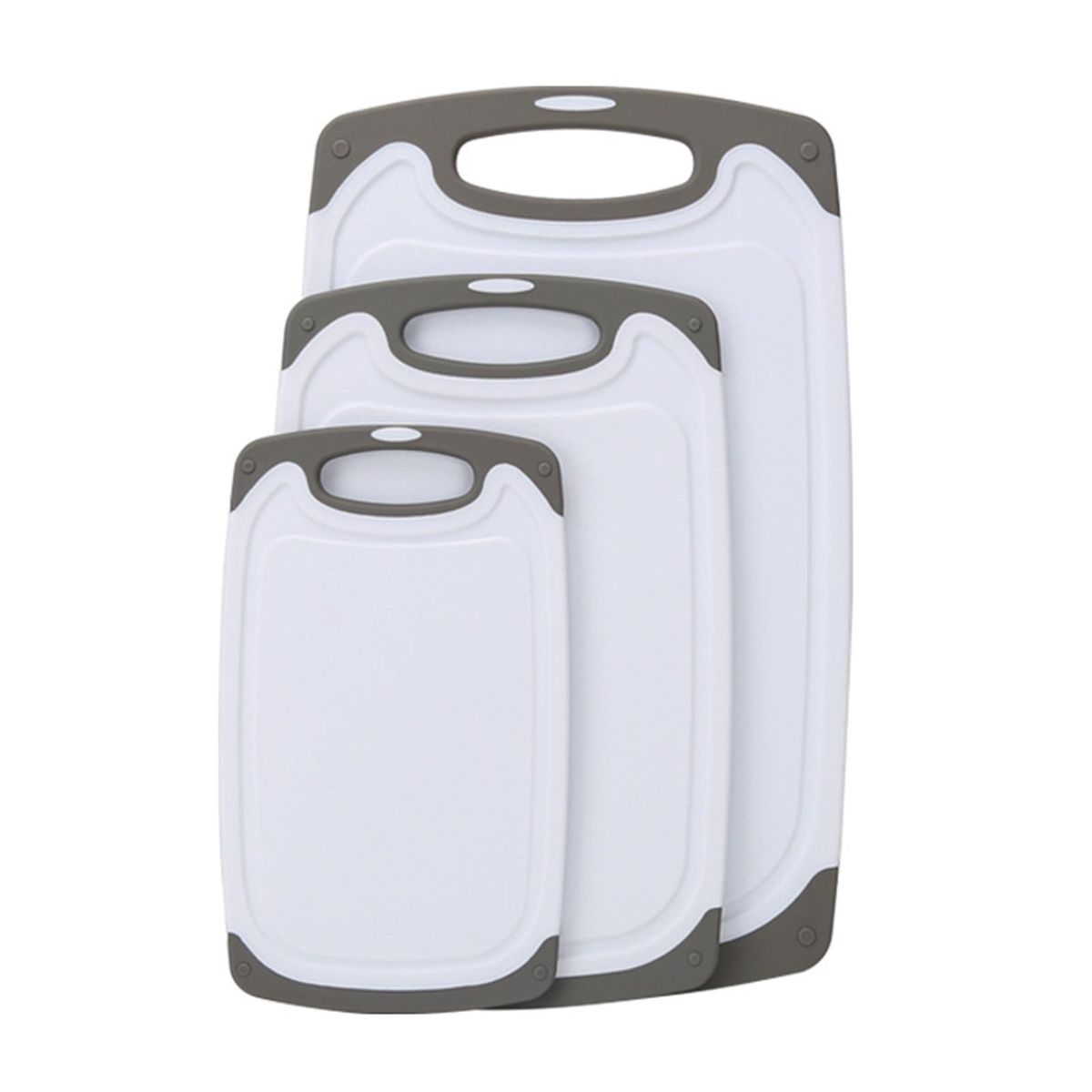 Chopping Board Set Kitchen Essentials Non-slip Reversible Cutting Grey