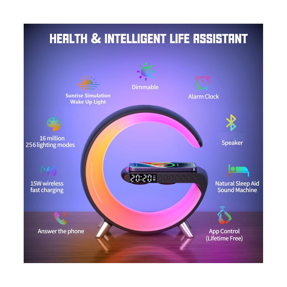 Wireless Charger Bluetooth Speaker Projection Lamp RGB
