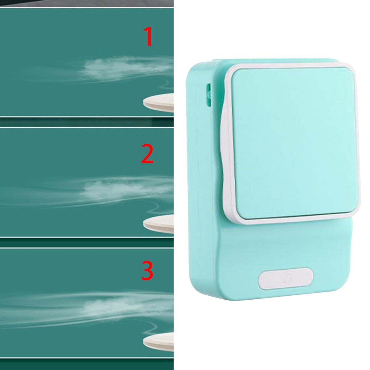 2000mAh Quiet Necklace Fan USB Rechargeable Blue