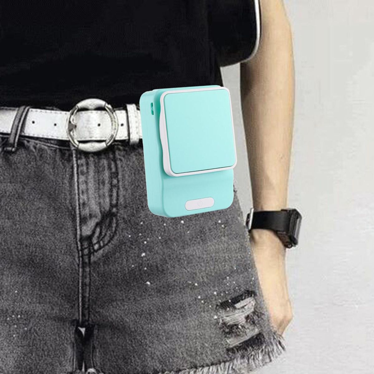 2000mAh Quiet Necklace Fan USB Rechargeable Blue