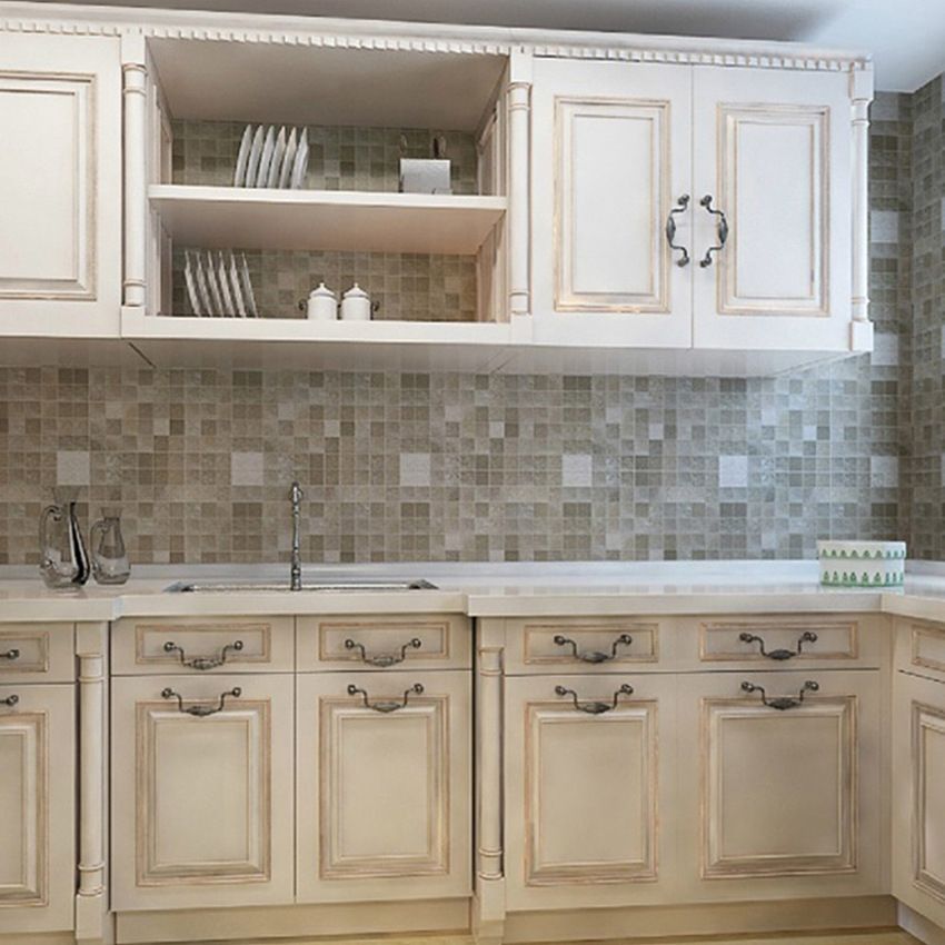 LZ Self Adhesive Wallpaper Pvc Mosaic Wall Stickers Bathroomwalls Paper Waterproof Tile Stickers Wallpapers For Kitchen Homedu00e9cor 465583 Color-0