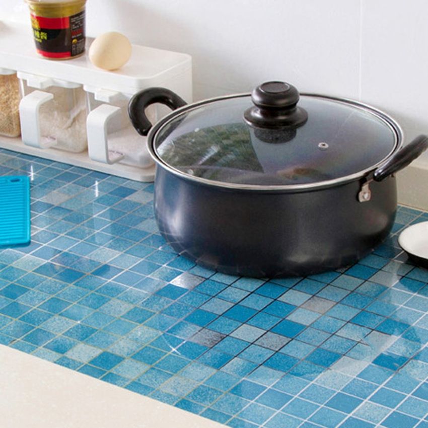 LZ Self Adhesive Wallpaper Pvc Mosaic Wall Stickers Bathroomwalls Paper Waterproof Tile Stickers Wallpapers For Kitchen Homedu00e9cor 465583 Color-0