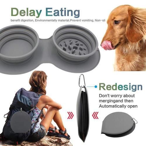 1000ml Large Collapsible Dog Pet Folding Silicone Bowl Outdoor Travel Portable Puppy Food Container Feeder Dish Bowl