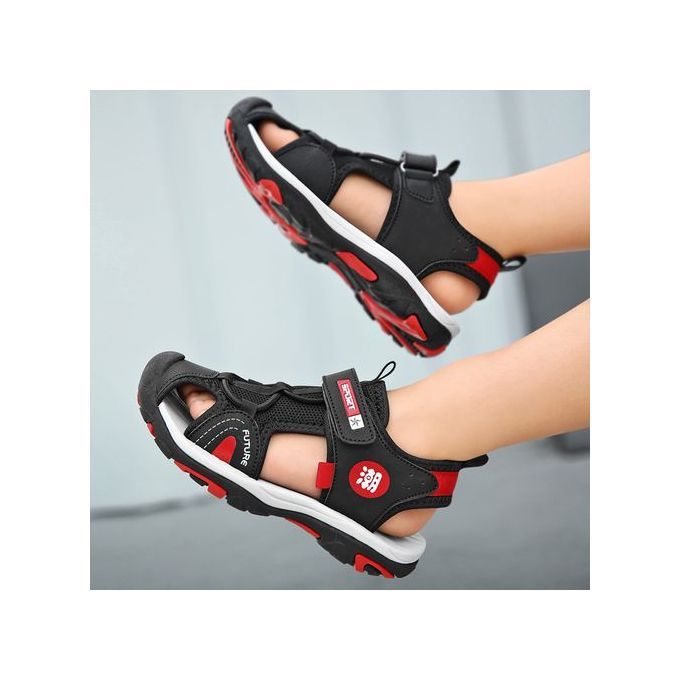 Boy Casual School Outing Anti-Slip Lightweight Sandals - Black+Red