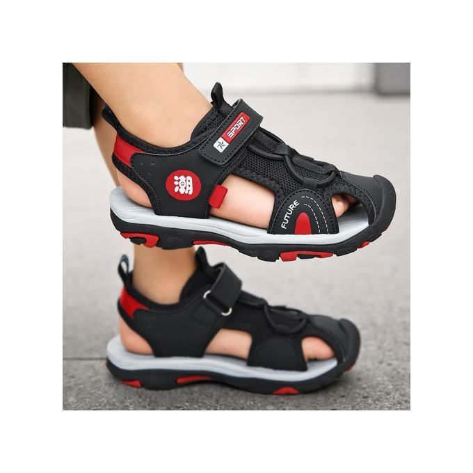 Boy Casual School Outing Anti-Slip Lightweight Sandals - Black+Red