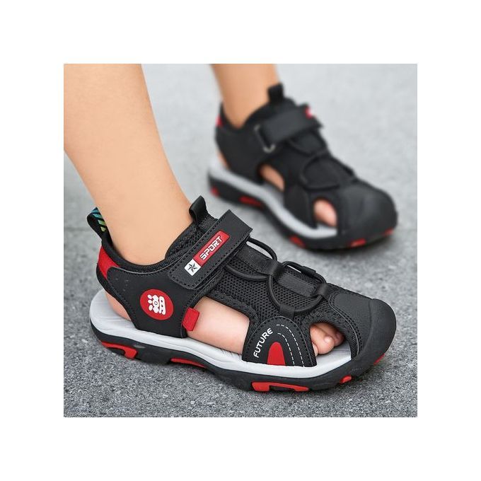 Boy Casual School Outing Anti-Slip Lightweight Sandals - Black+Red