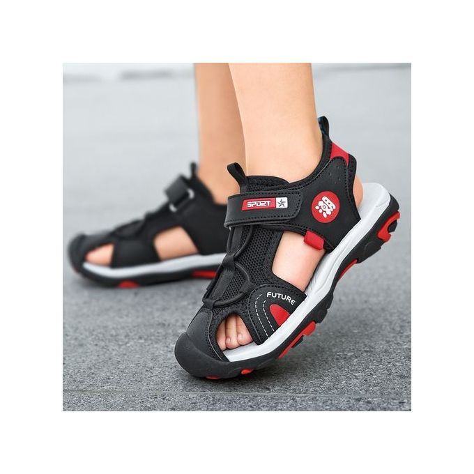Boy Casual School Outing Anti-Slip Lightweight Sandals - Black+Red