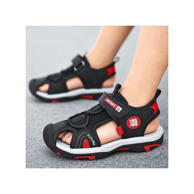Boy Casual School Outing Anti-Slip Lightweight Sandals - Black+Red