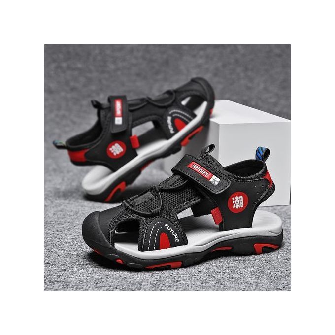 Boy Casual School Outing Anti-Slip Lightweight Sandals - Black+Red