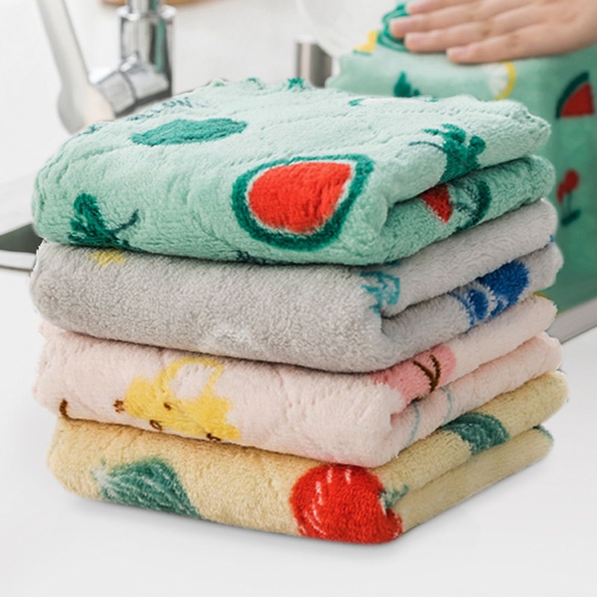 5Pcs Dish Cloth Ultra-Absorbent Cleaning Rag Dish Washcloth Random Style