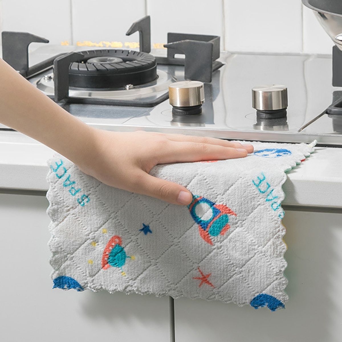 5Pcs Dish Cloth Ultra-Absorbent Cleaning Rag Dish Washcloth Random Style