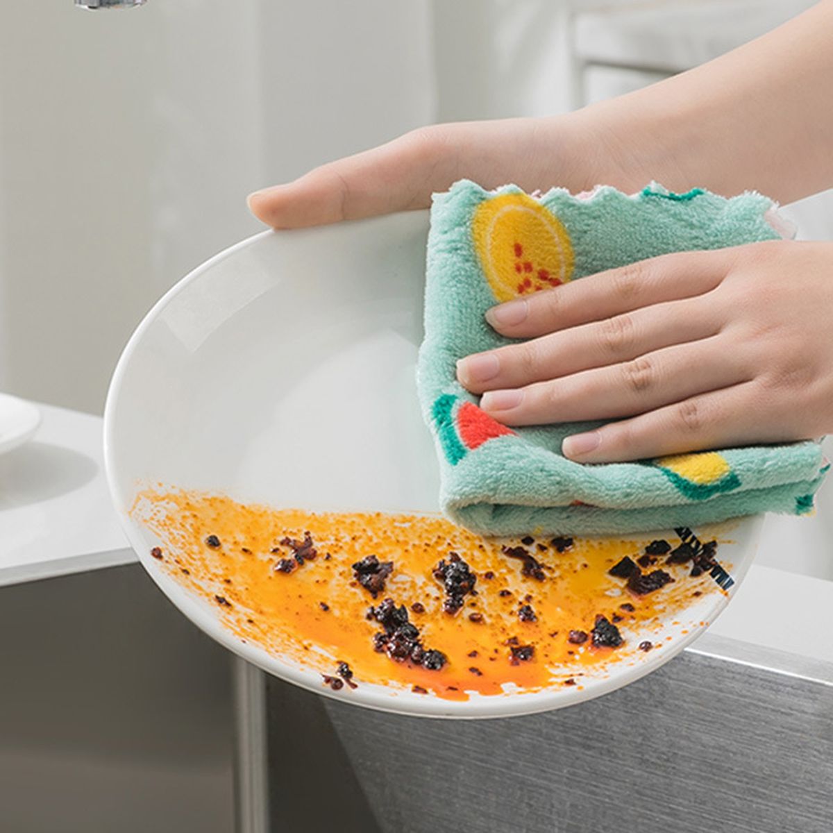 5Pcs Dish Cloth Ultra-Absorbent Cleaning Rag Dish Washcloth Random Style
