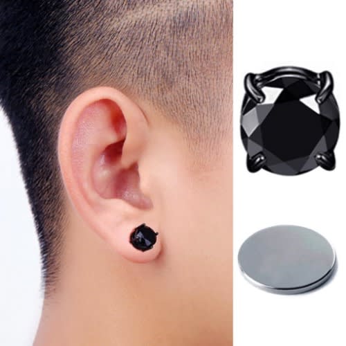 Black Crystal Magnetic Stud Earring