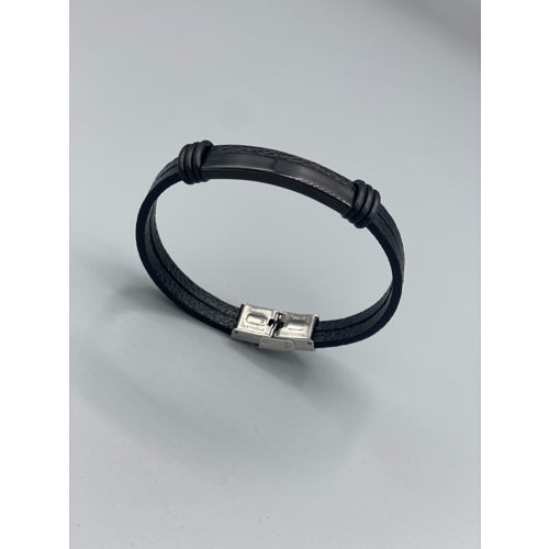 Casual Men’s Leather Bracelet - Black