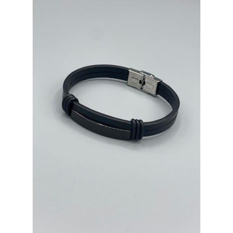 Casual Men’s Leather Bracelet - Black