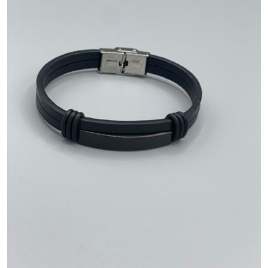 Casual Men’s Leather Bracelet - Black