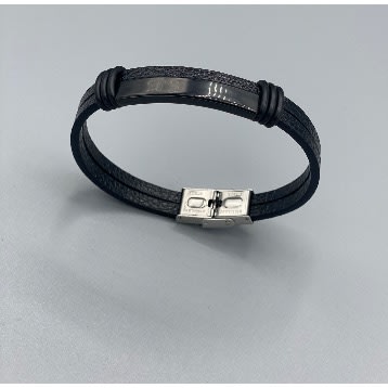 Casual Men’s Leather Bracelet - Black