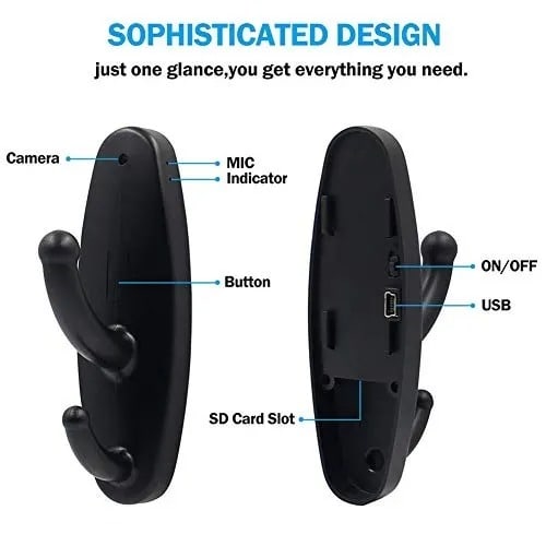 1080p Hanger Hook Mini Spy Camera - Dvr Motion Detection - Black