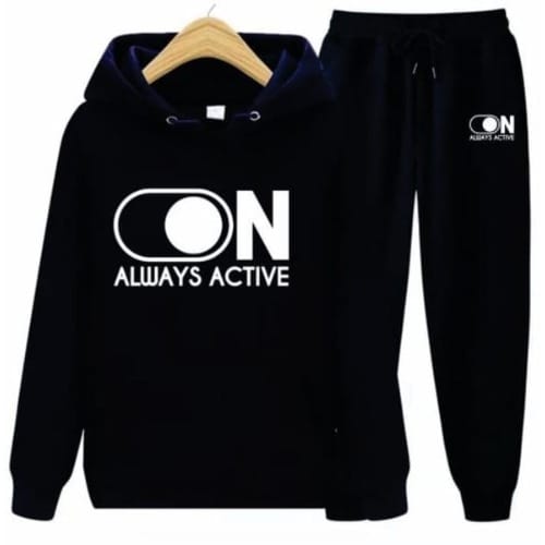 Fashion House - Hoodie And Joggers With Prints - Black