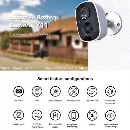 Security Cameras Wireless Outdoor, Waterproof Hd 1080p Battery Powered Wifi Cameras