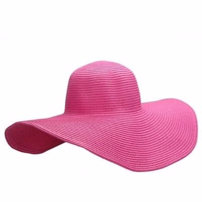 Floppy Brim Beach Straw Hat - Pink