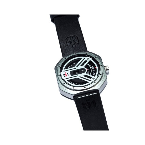 Leather Spin Wheel Wristwatch For Men - Black