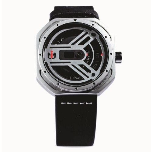 Leather Spin Wheel Wristwatch For Men - Black