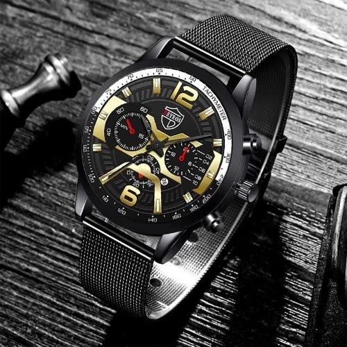 Unisex Stainless Steel Full Steel Wristwatch - Black
