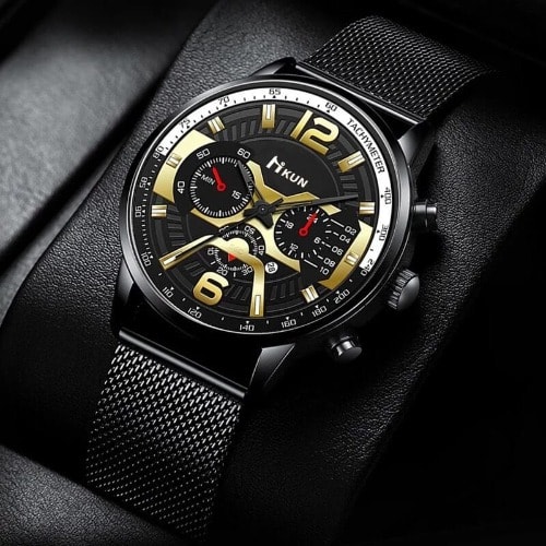 Unisex Stainless Steel Full Steel Wristwatch - Black
