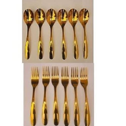 Gold Plated Spoons And Forks - 12 Pieces