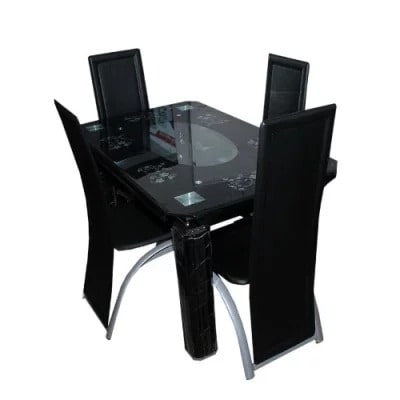 Exquisite Glass Dining Table - 4 Seater - Black