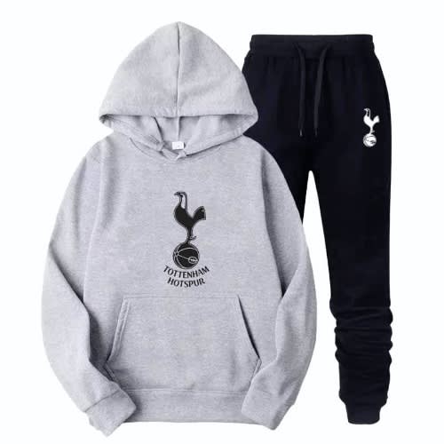 Grey Hoodie And Black Jogger With Club Logo Prints Pk6