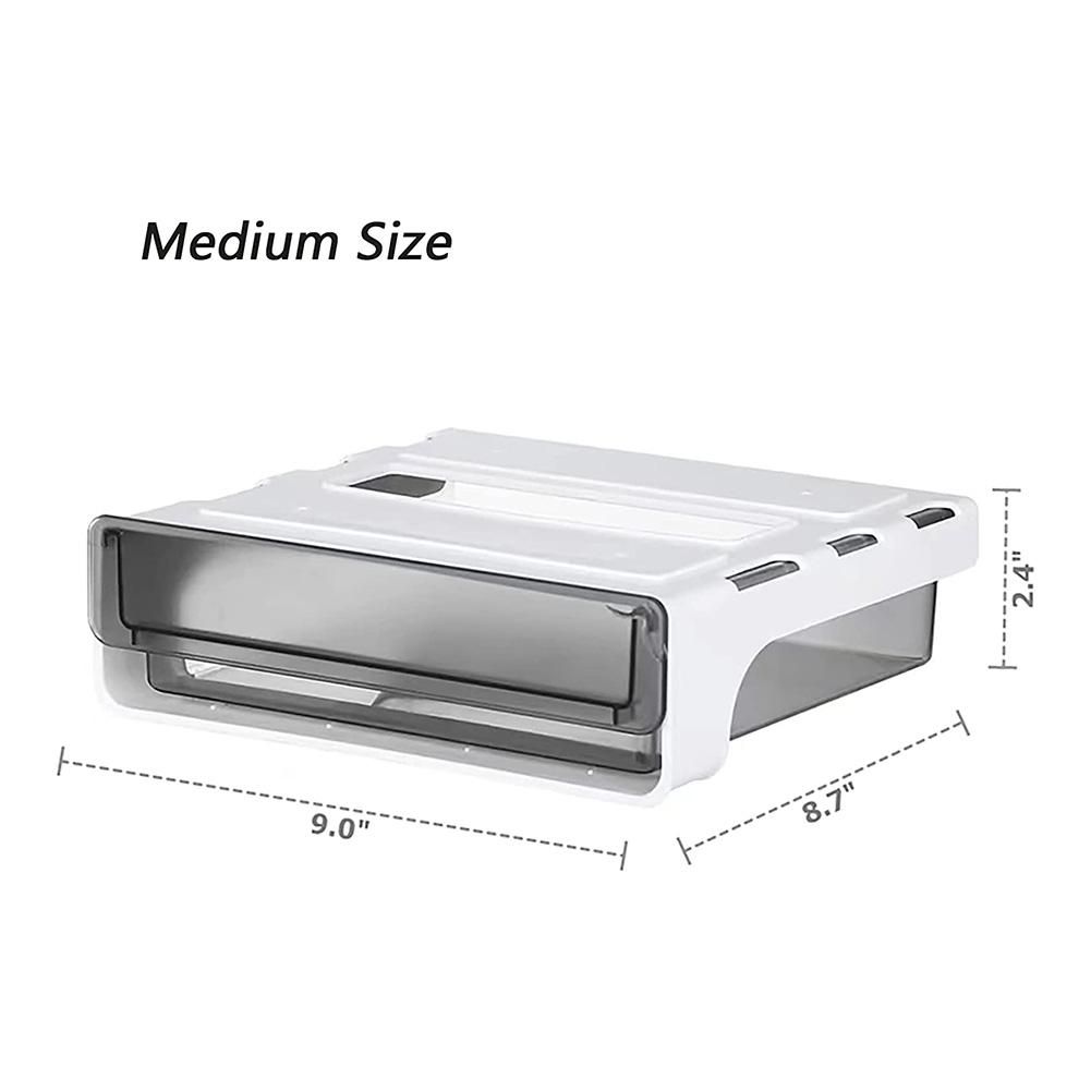 Under Desk Drawer, Adhesive Drawer Organizer, 9 Inch Slide