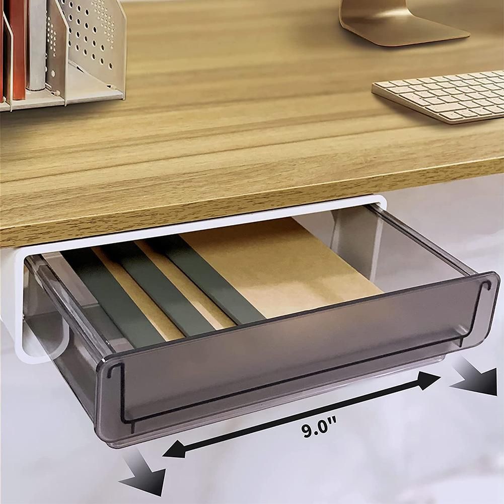 Under Desk Drawer, Adhesive Drawer Organizer, 9 Inch Slide