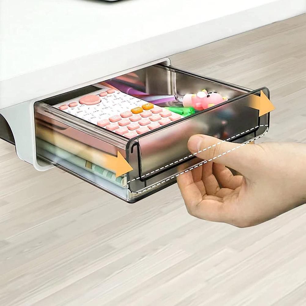 Under Desk Drawer, Adhesive Drawer Organizer, 9 Inch Slide