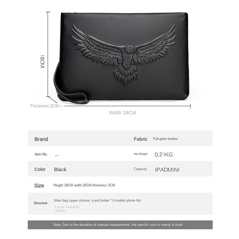Genuine Leather Men Clutch Bag Cowhide Briefcase Waterproof Business Underarm envelope bag large capacity wallet