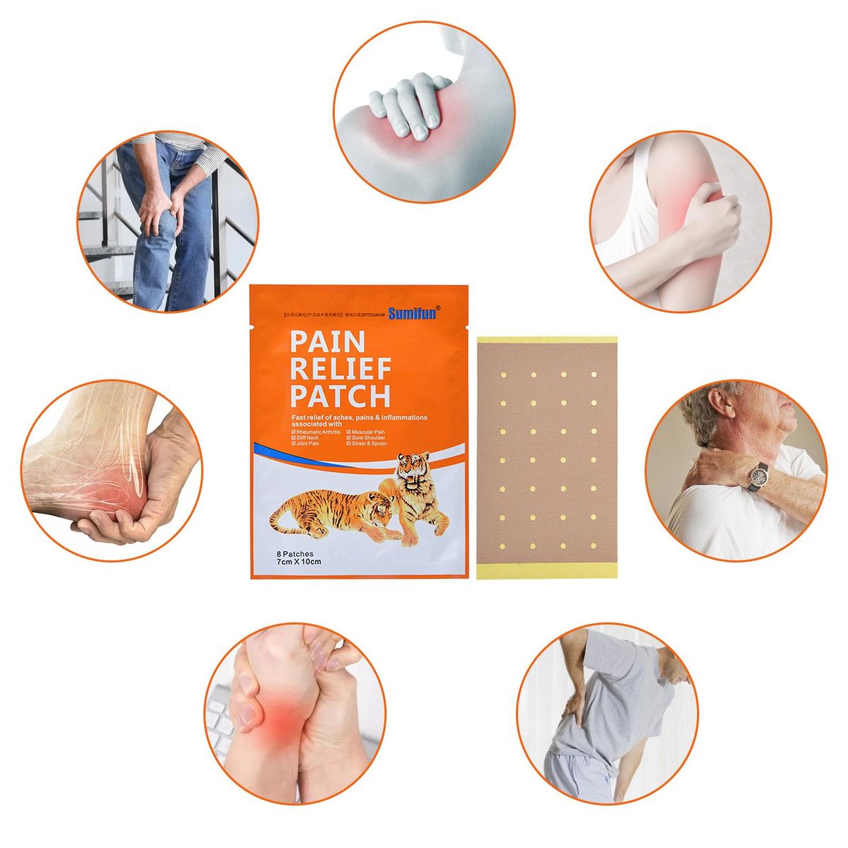 8PCS Pain Relieving Patches Quick Relieving Ache Sticker for Neck/Shoulder/Joint/Muscular Pain